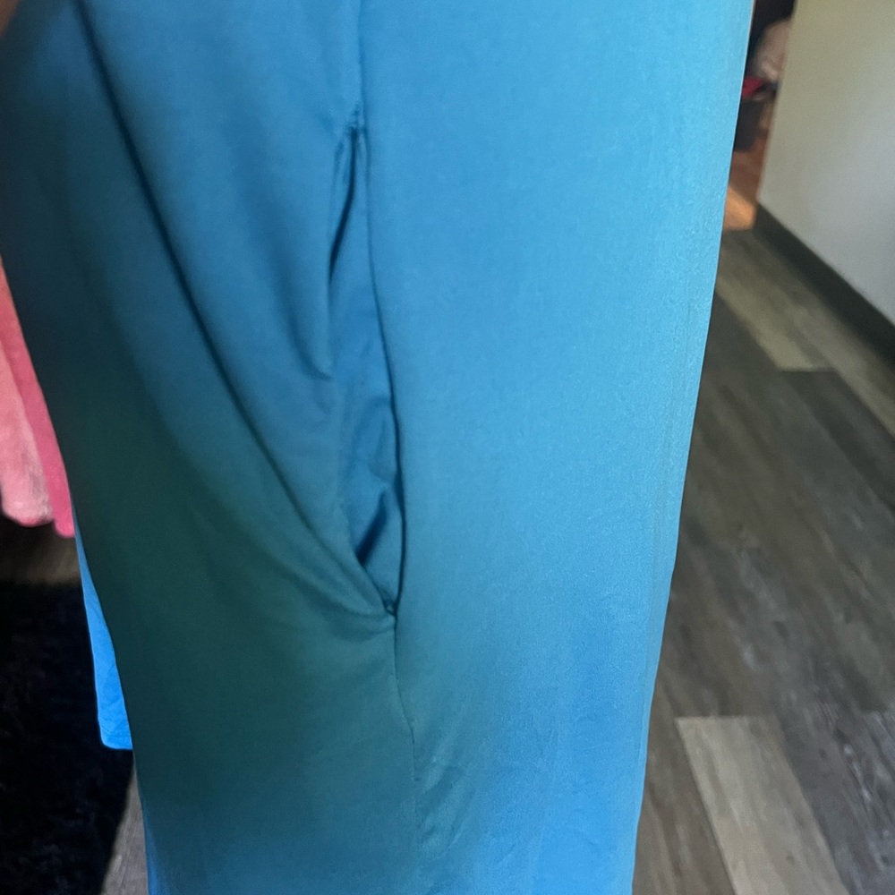 Chic Cap Sleeve V-Neck Blue Mini Dress - Picture 4 of 8